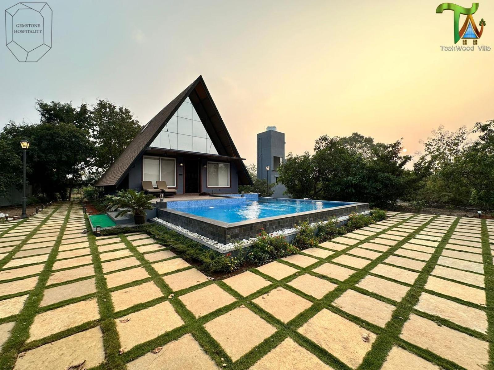 Luxurious 3Bhk W//Pool Teakwood Villa By Gemstone Hospitality アリバグ エクステリア 写真